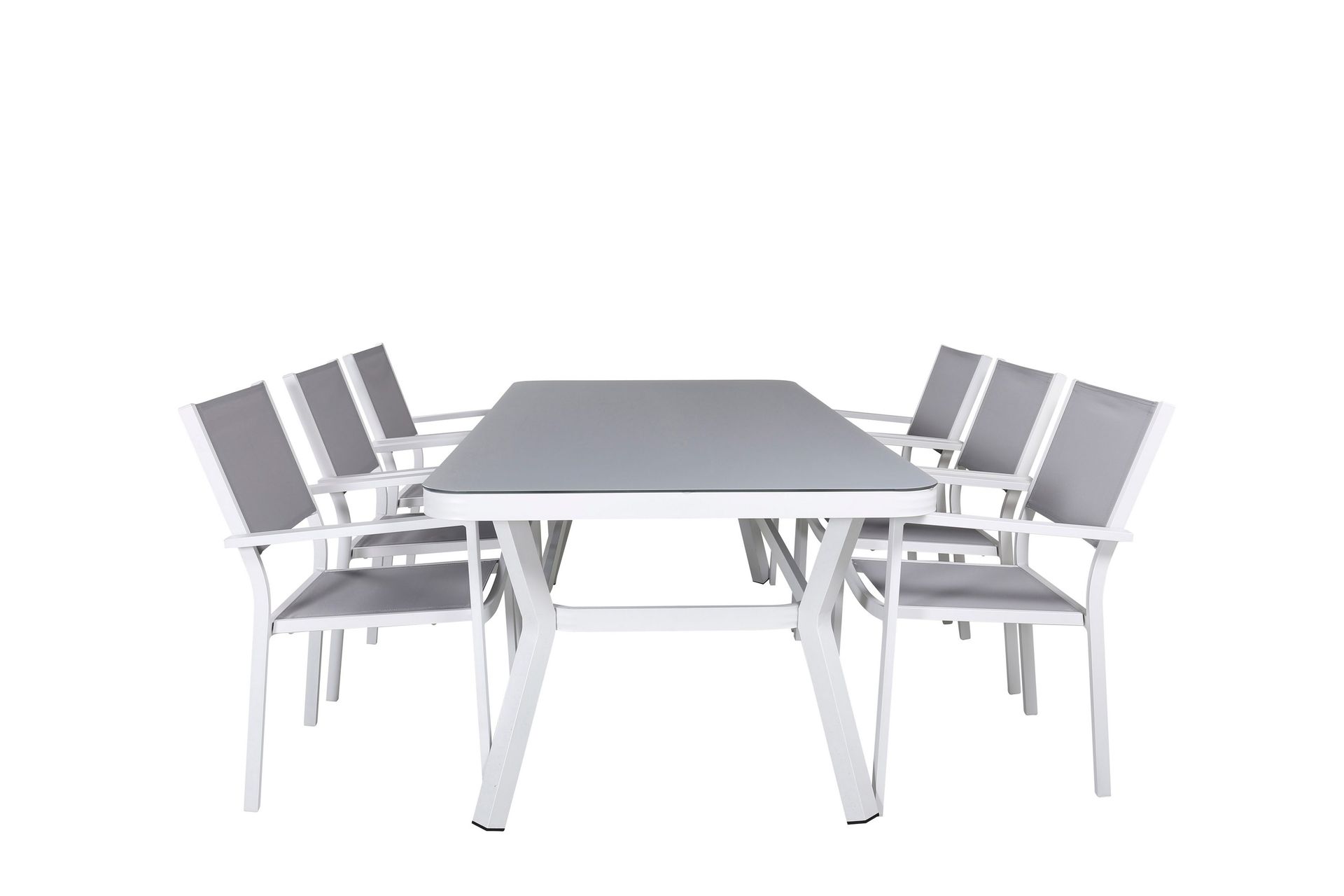 Virya Matgrupp Utomhus 200cm + 6 Copacabana Stapelbara Matstolar Utomhus Vit - Venture Home