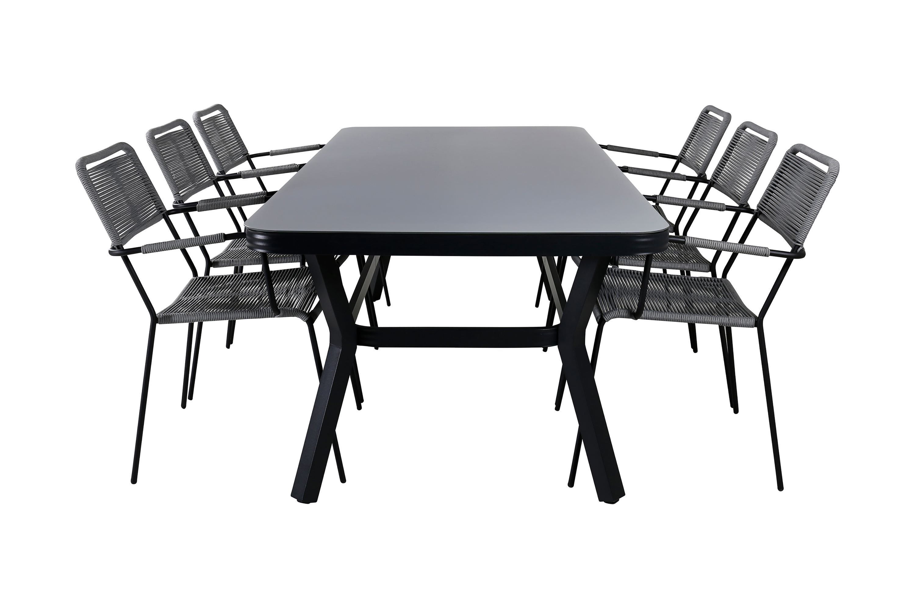 Virya Matgrupp Utomhus 200cm 6 Lindos Karmstolar Vit