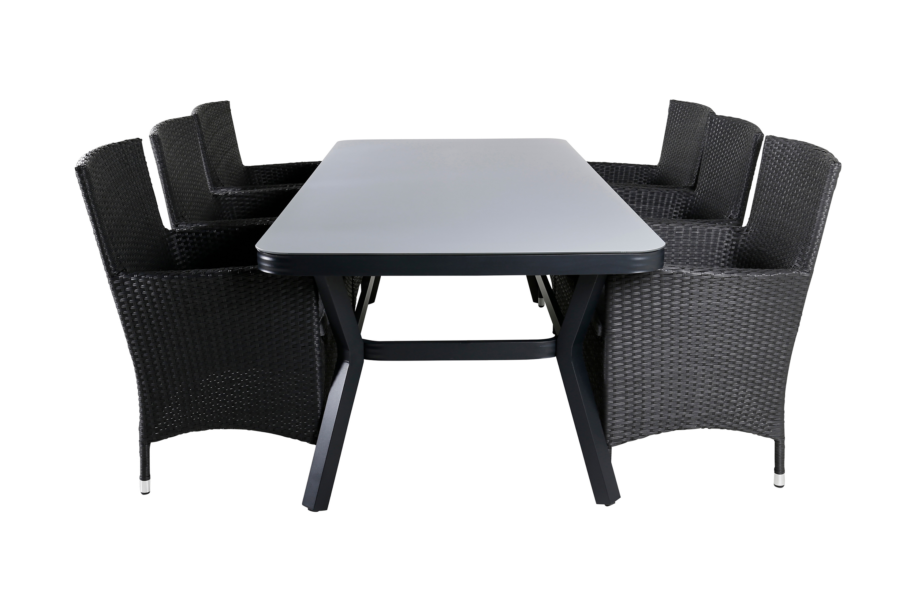 virya matgrupp utomhus 200cm + 6 malin karmstolar - svart/grå