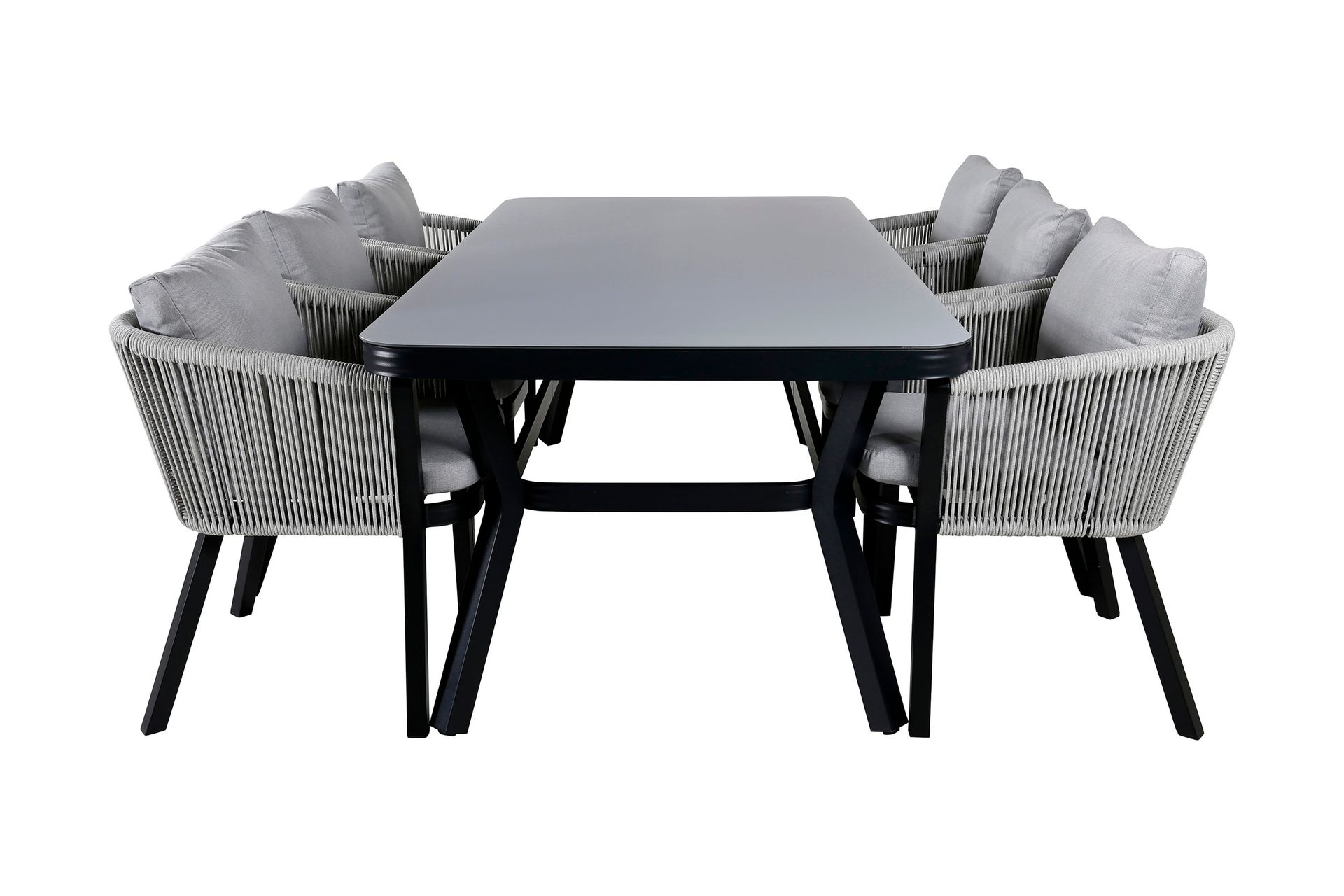 virya matgrupp utomhus 200cm + 6 matstolar - svart