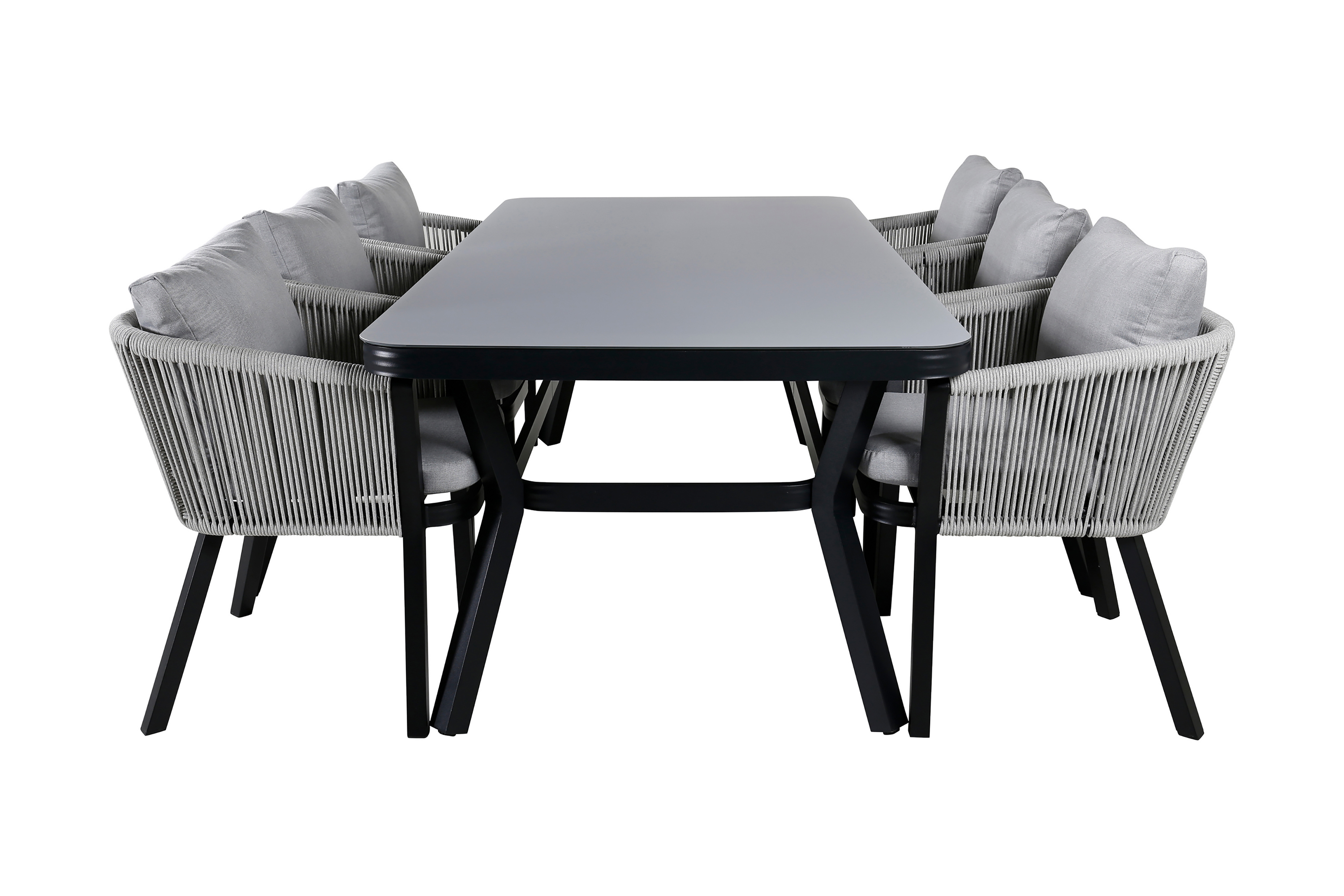 virya matgrupp utomhus 200cm + 6 matstolar - svart