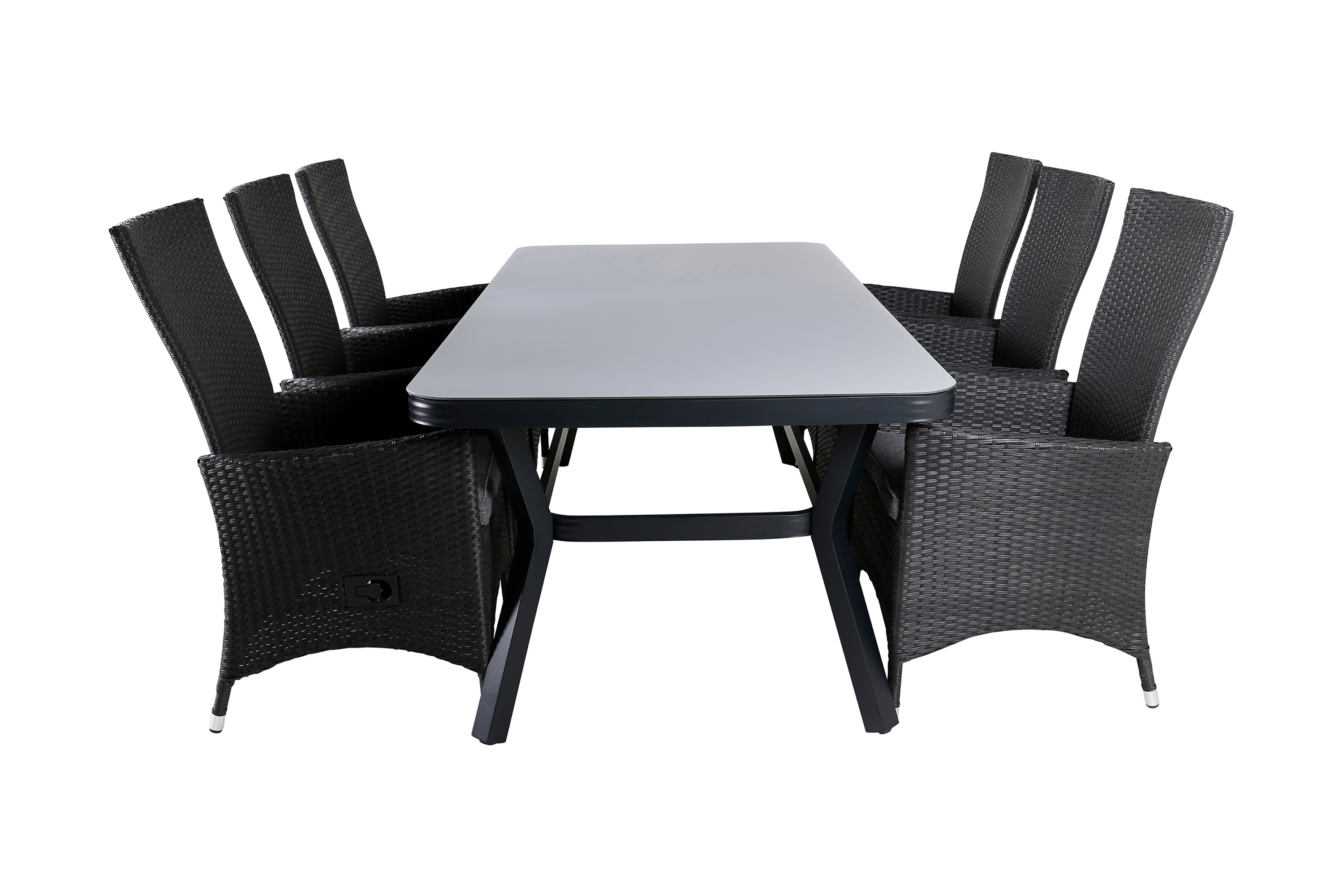 Virya Matgrupp Utomhus 200cm 6 Padova Reclinerstolar Svart