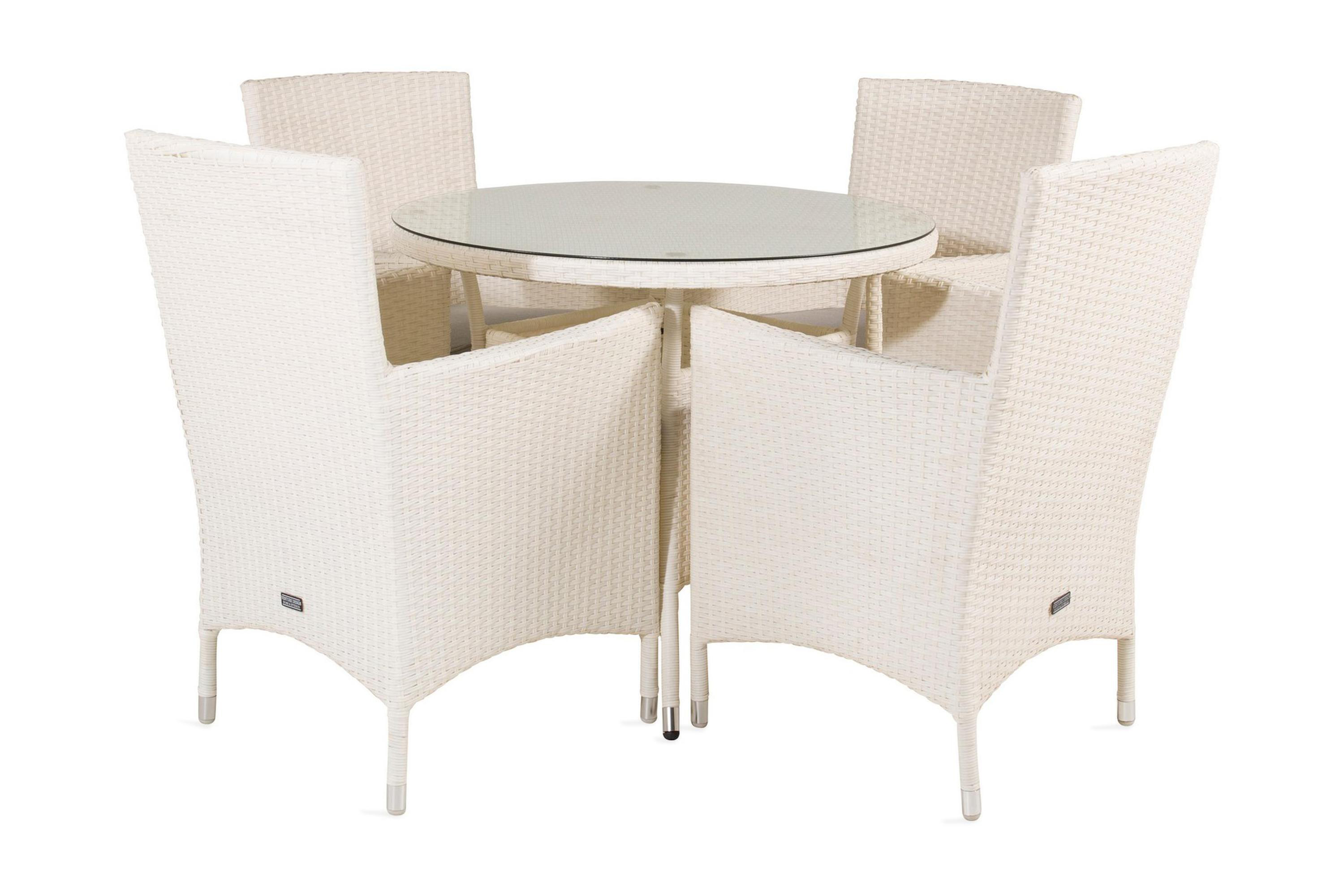 volta matgrupp utomhus rund ø90cm + 4 malin karmstolar - svart/grå