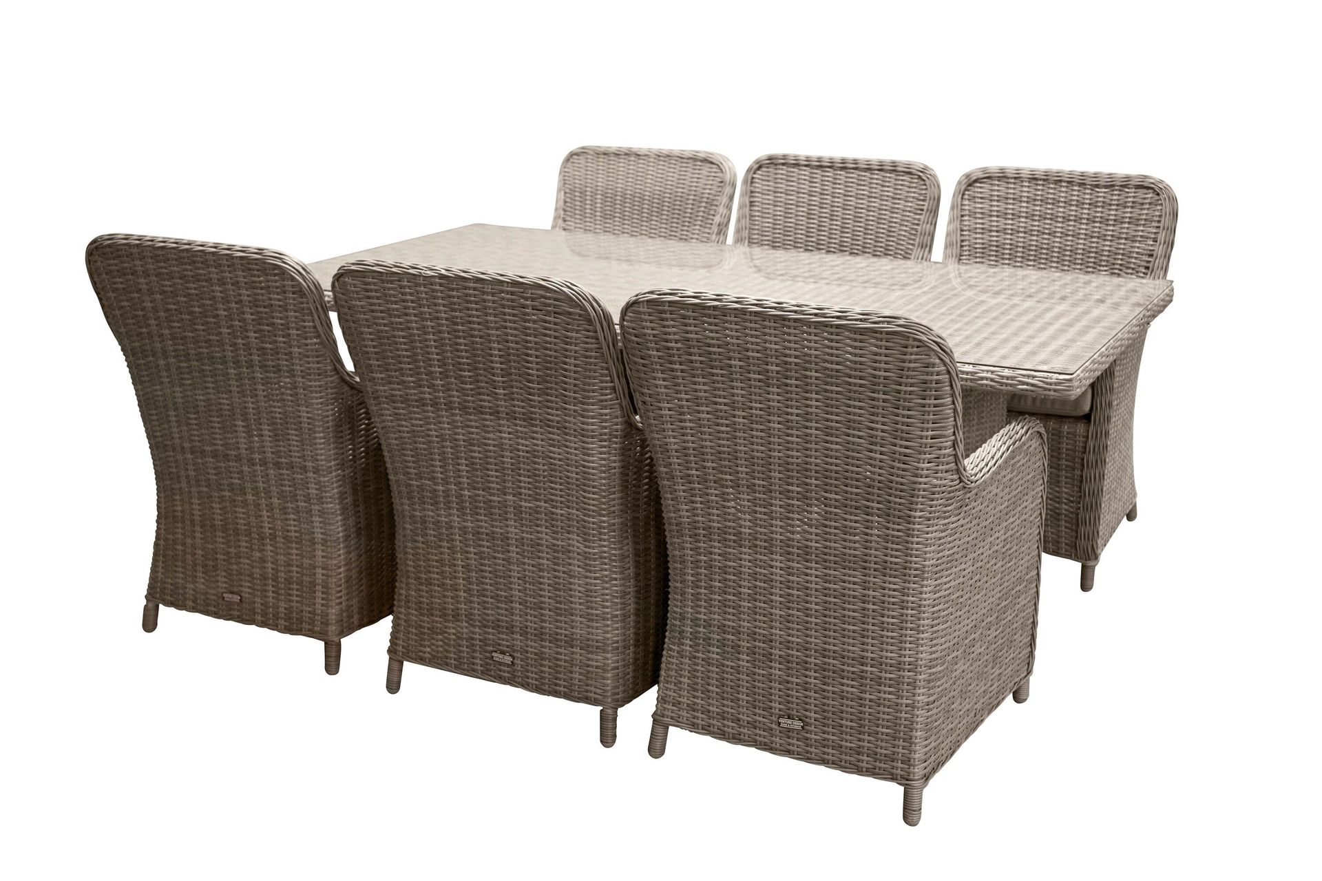 wembley matgrupp utomhus 200cm + 6 matstolar utomhus - natur/brun