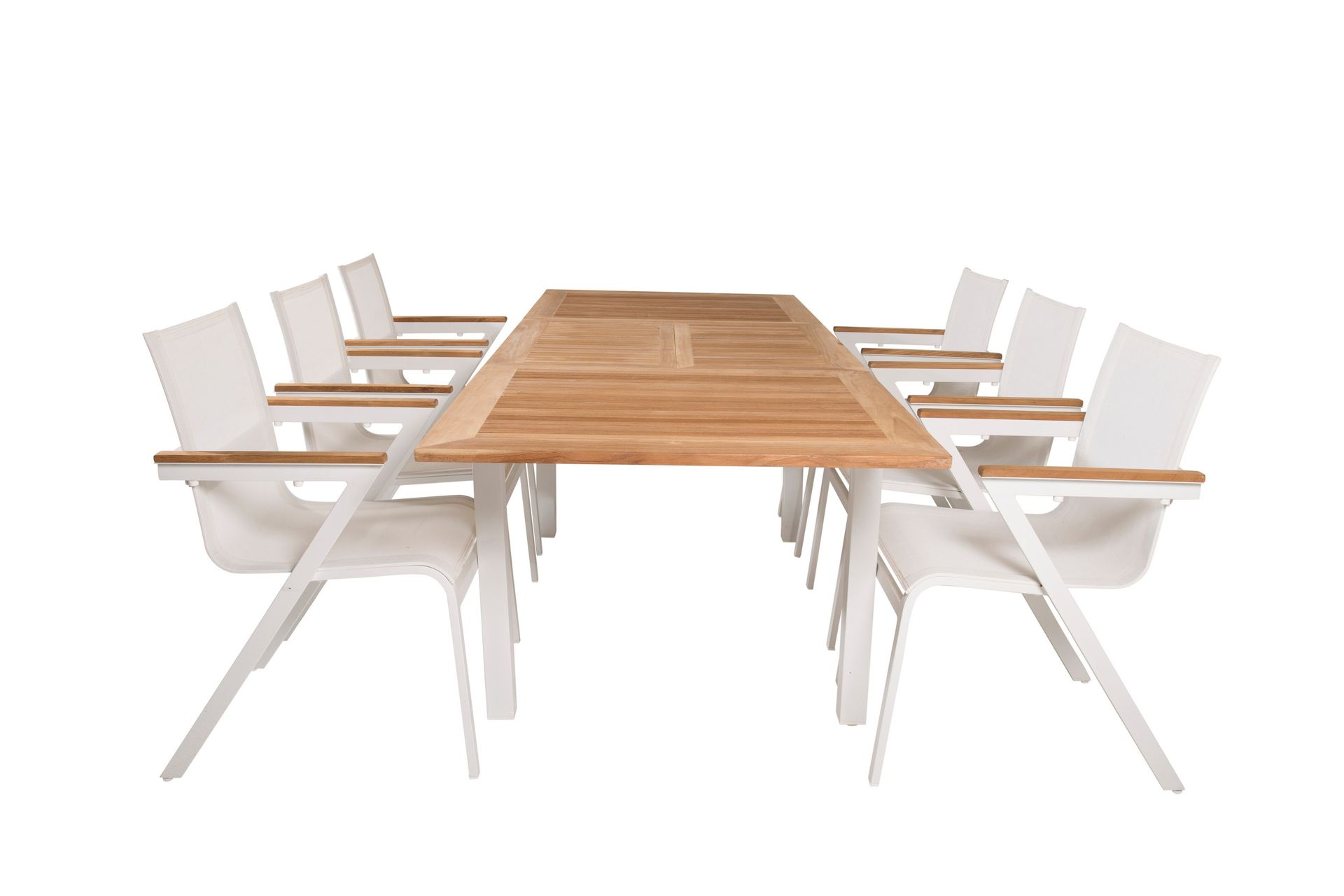 matgrupp utomhus panama 160 cm rektangulär med 6 mexico utestolar - natur