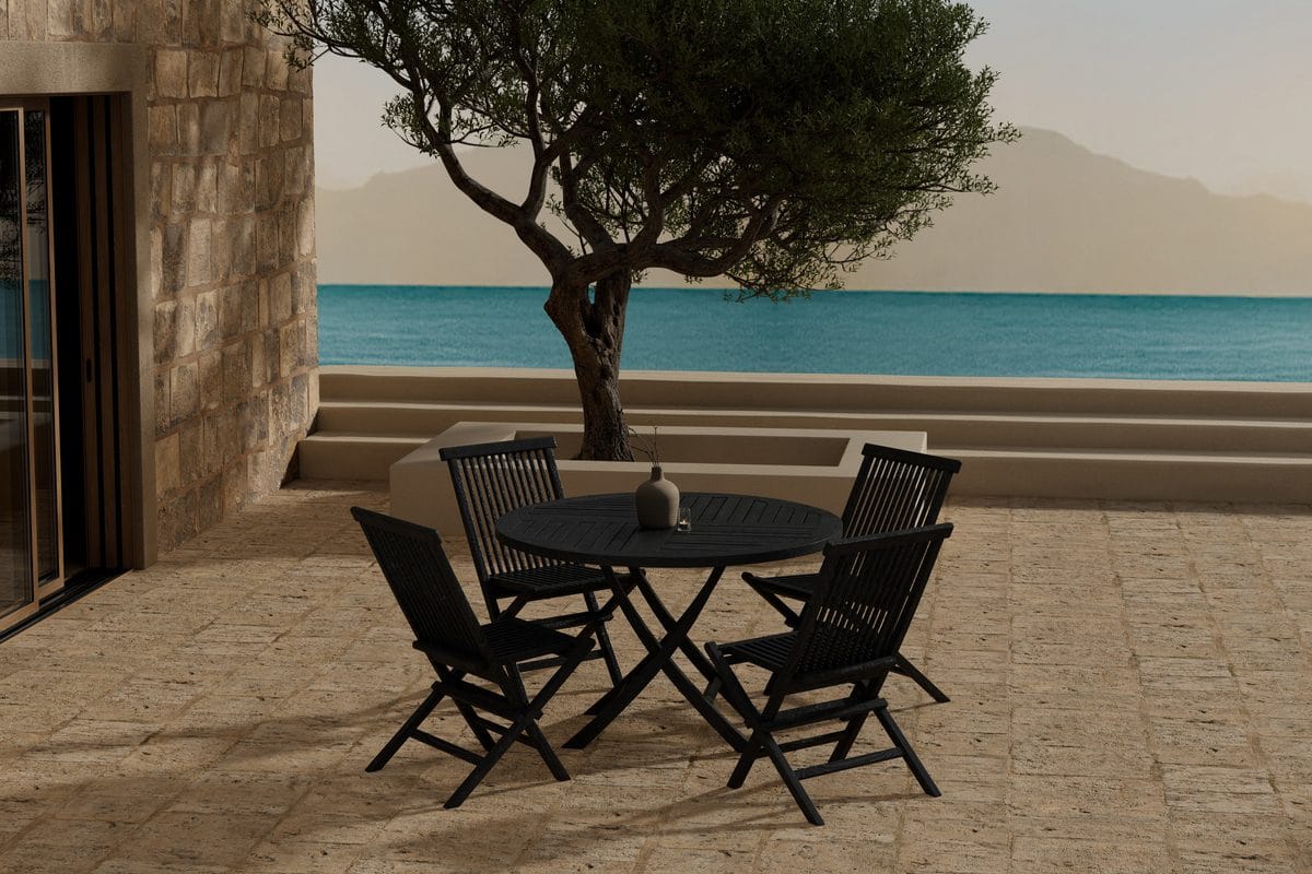 Runt matbord Kenya 120 cm Utomhus med 4 Matstol Kenya -