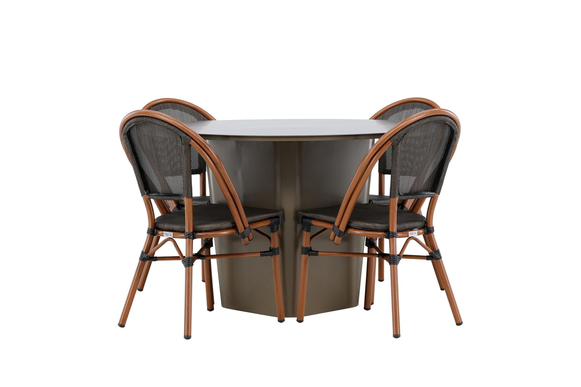 Santa Matgrupp Utomhus 120 cm Rund med 4 Guarda Utestolar - Brun