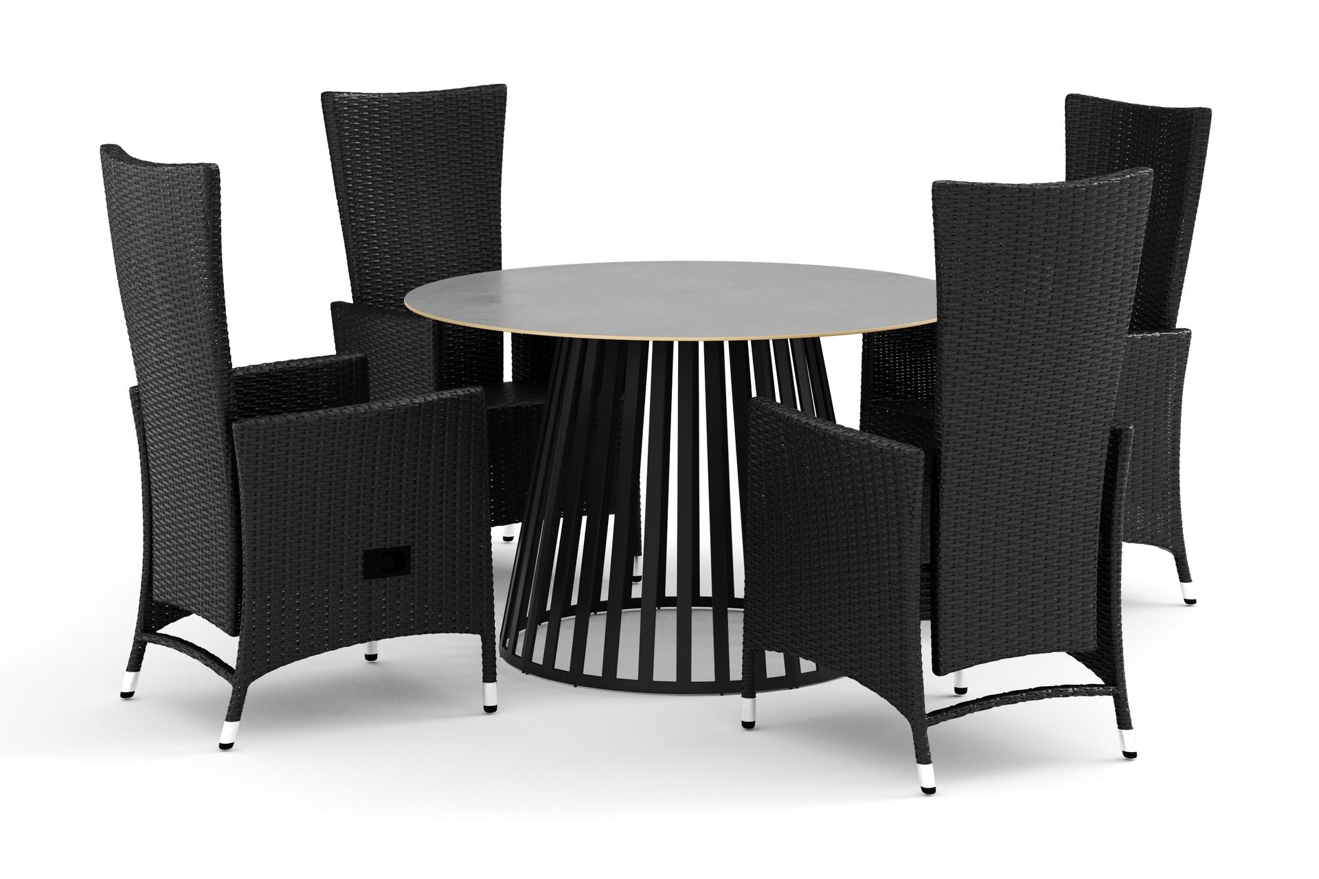 Sensi utomhus matgrupp 120 cm med 4 Jenny matstolar - Svart