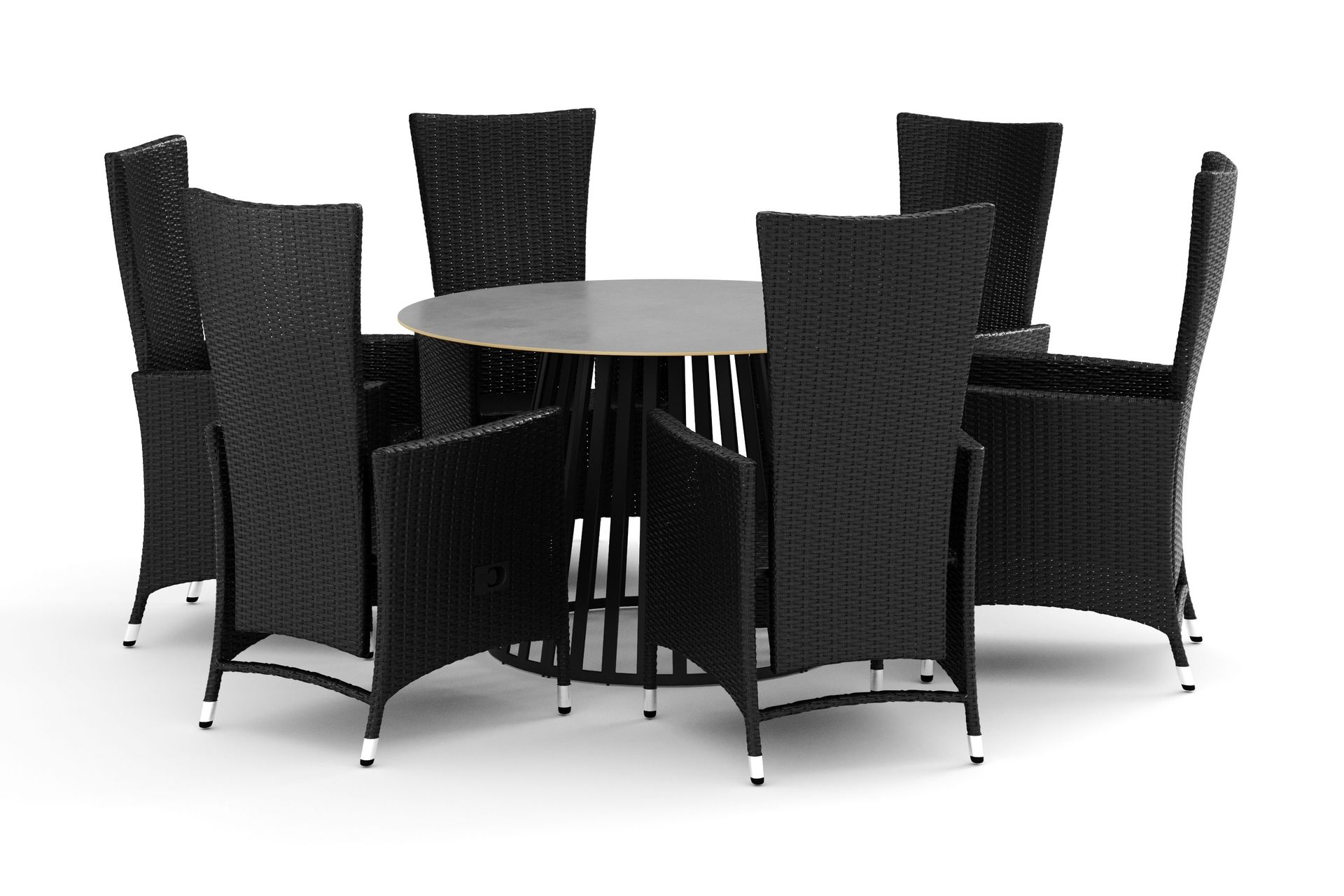 Sensi utomhus matgrupp 120 cm med 6 Jenny matstolar - Svart