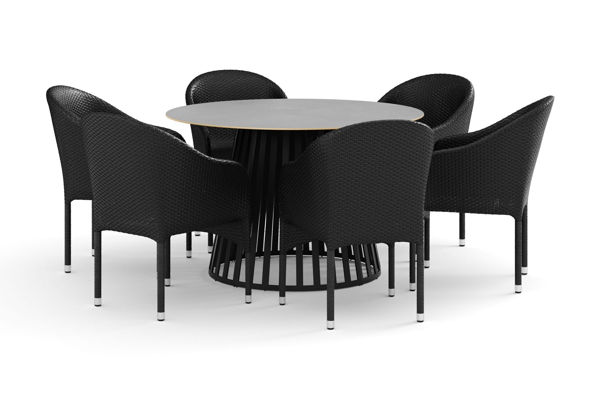 Sensi utomhus matgrupp 120 cm med 6 Thor f&aring;t&ouml;ljer - Svart