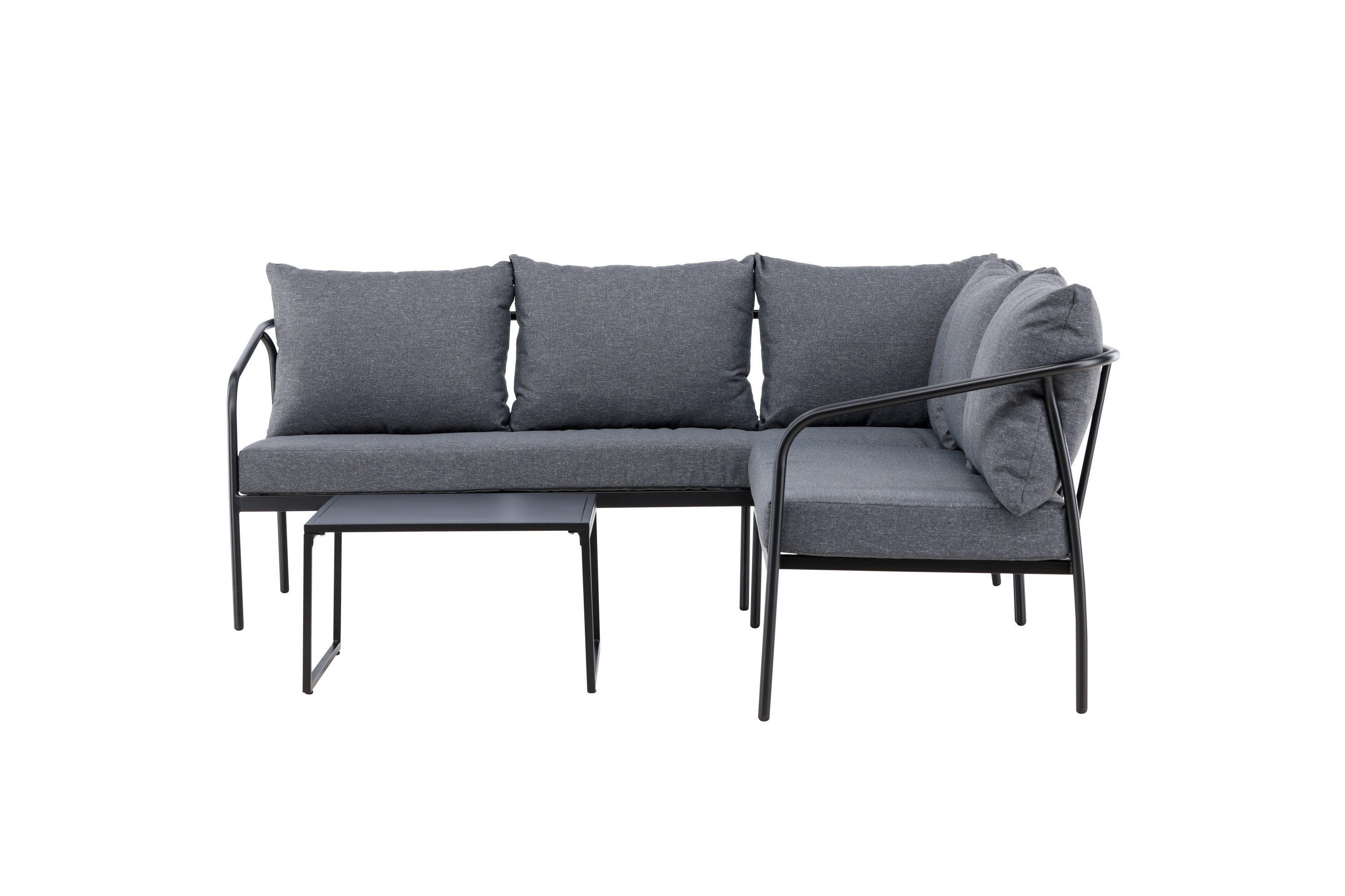 Spira Loungegrupp Utomhus 4-sits Soffgrupp i Aluminium för Trädgård Svart Gråa dynor