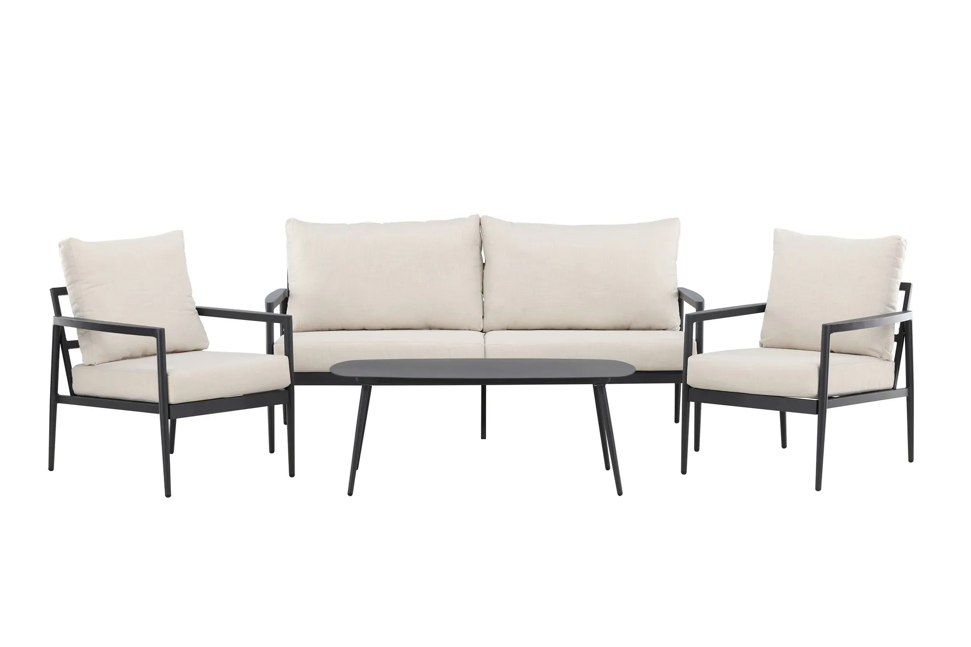 Taromina Soffgrupp Utomhus 4-sits - Svart/Beige