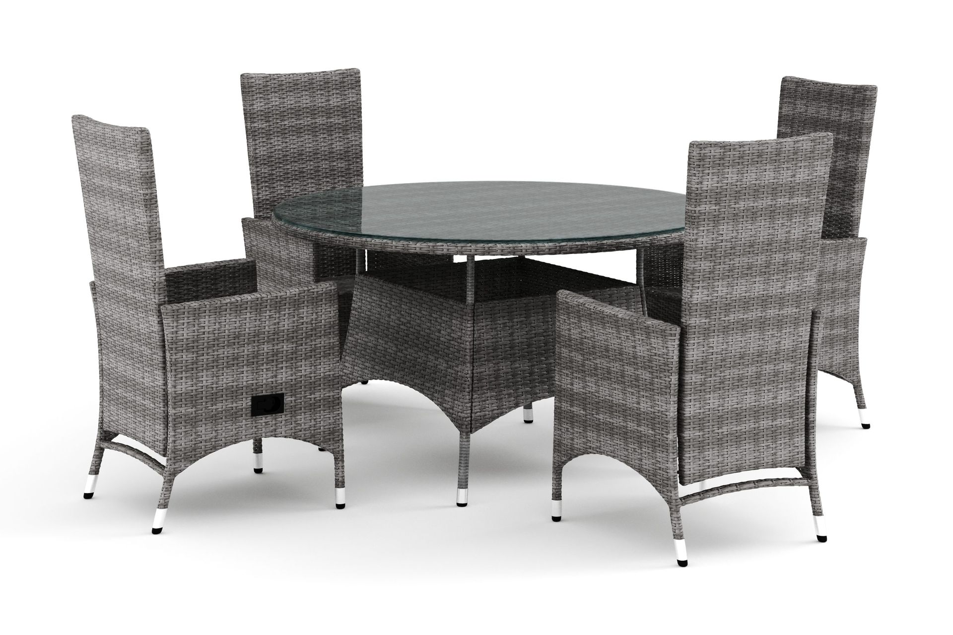 thor utomhus rund matgrupp 140 cm med 4 jenny matstolar - grå