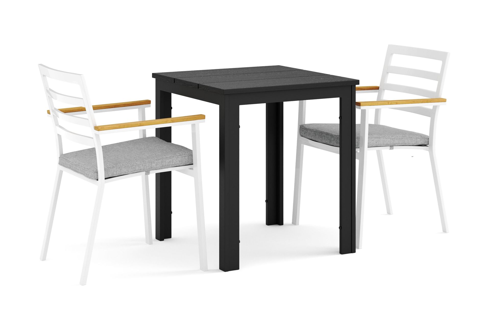 Tunis utomhus caf&eacute;set 70x70 cm med 2 Oliver karmstolar - Svart/Svart