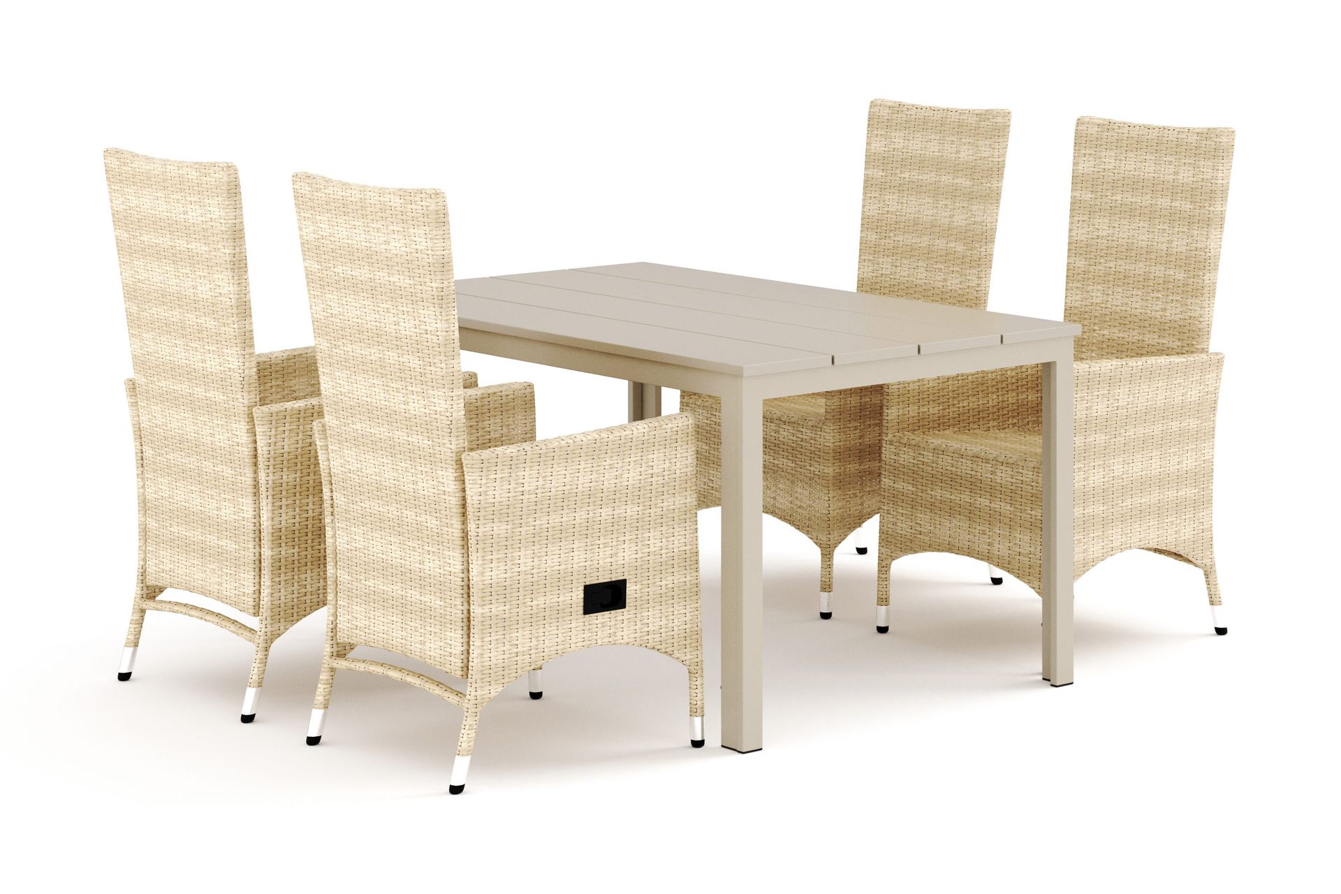 Tunis utomhus matgrupp 140x90 cm med 4 Jenny matstolar - Beige/Beige