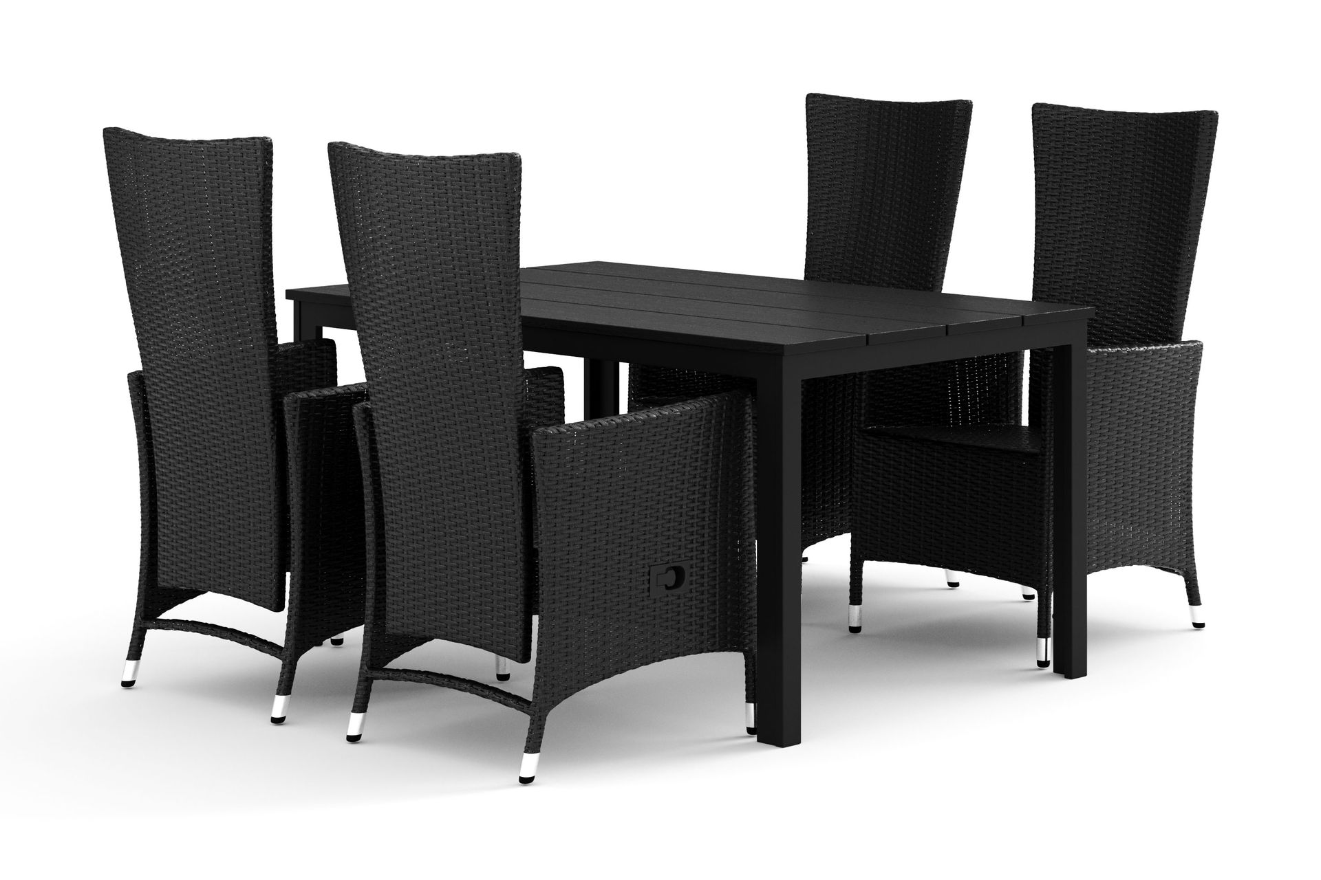 Tunis utomhus matgrupp 140x90 cm med 4 Jenny matstolar - Svart/Svart
