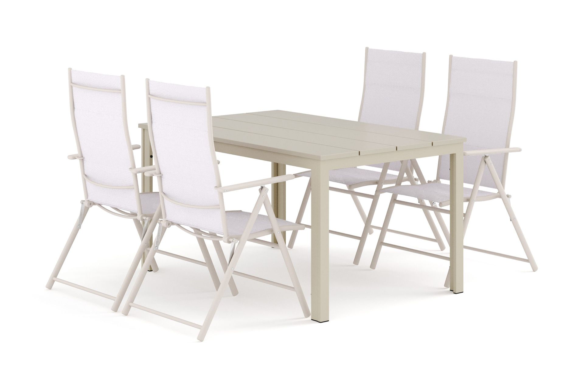 Tunis utomhus matgrupp 140x90 cm med 4 Sanna positionsstolar - Beige/Beige