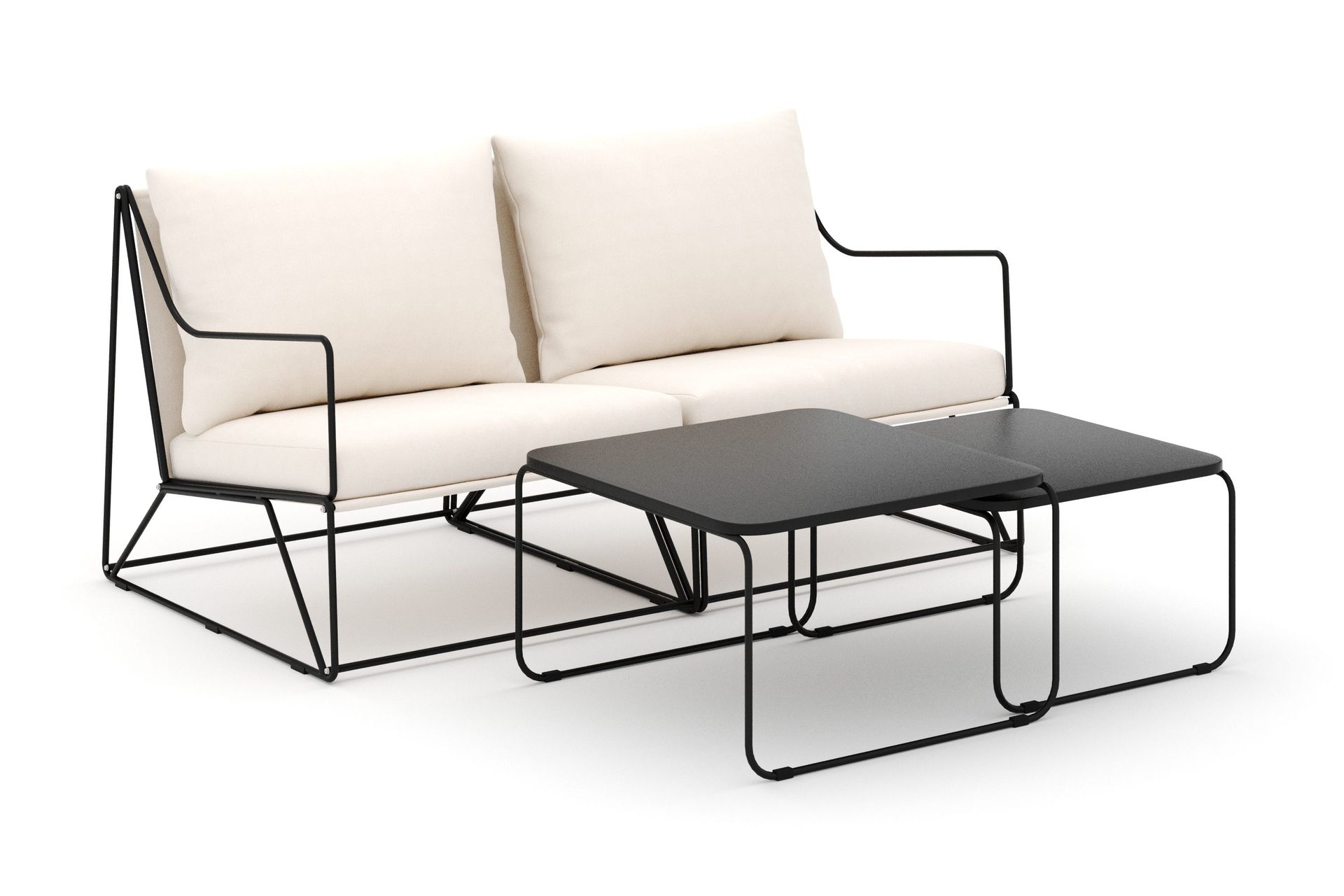 Usteryd 2 sits Loungesoffa med satsbord - Svart/Beige