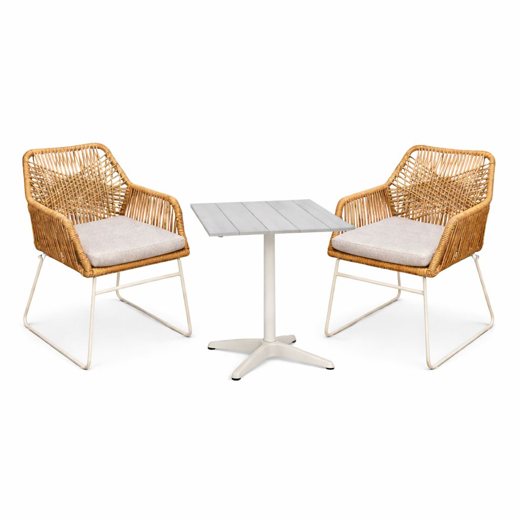 Utomhusm&ouml;belgrupp Palermo bistroset med Seville karmstolar - gr&aring;/beige/sand