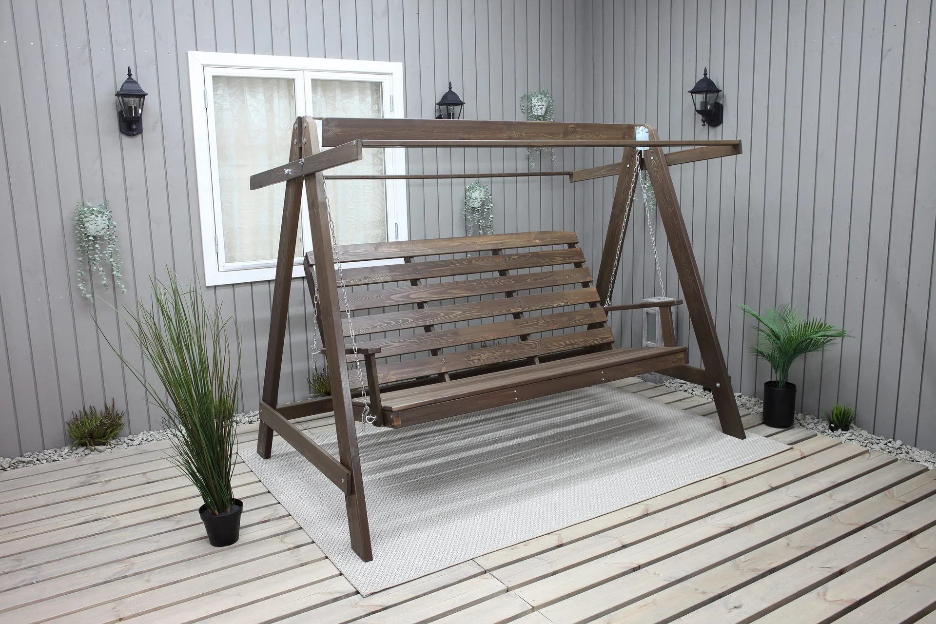 Pelle 3-sits Hammock utan tak - Brun