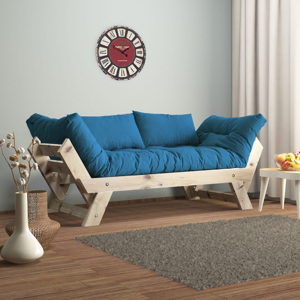 Zylar 2-sits Bäddsoffa - Blå/Natur