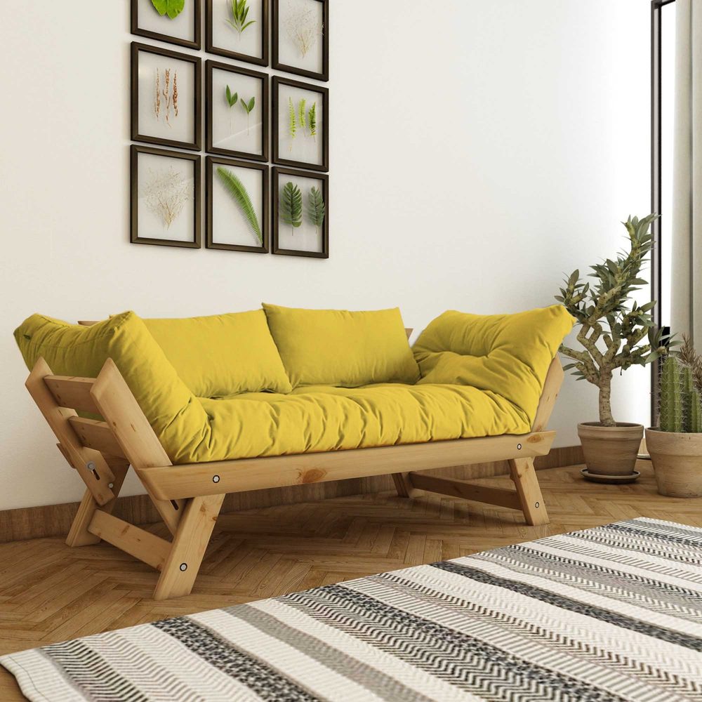 zylar 2-sits bäddsoffa - gul/natur