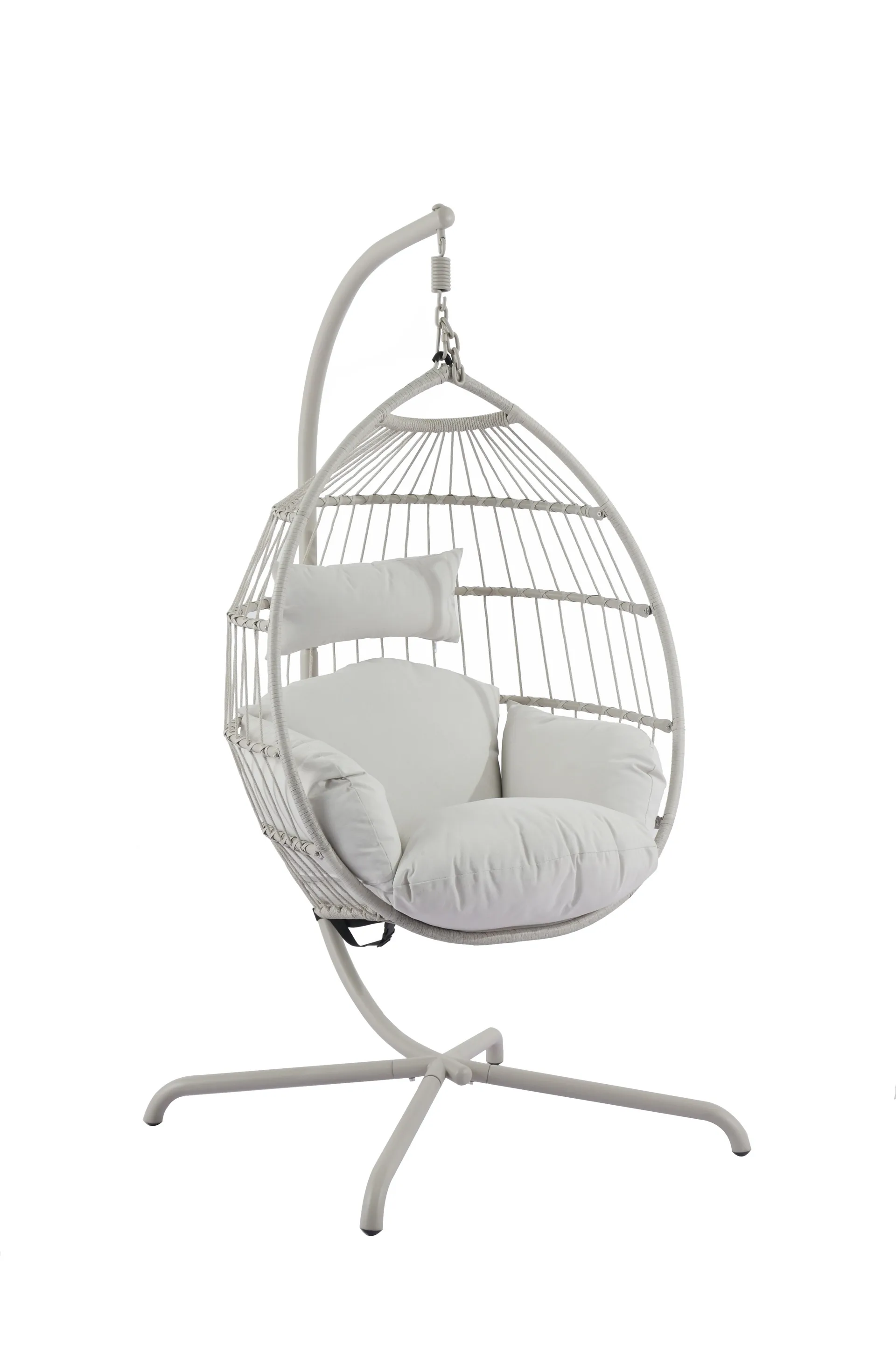 Corvin H&auml;ngstol med stativ utomhus - &Auml;ggstol i st&aring;l - Beige