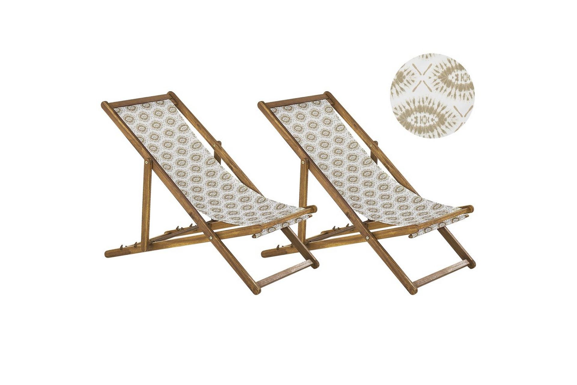 Solstol set om 2 Anzio - ljust tr&auml;/off-white/beige