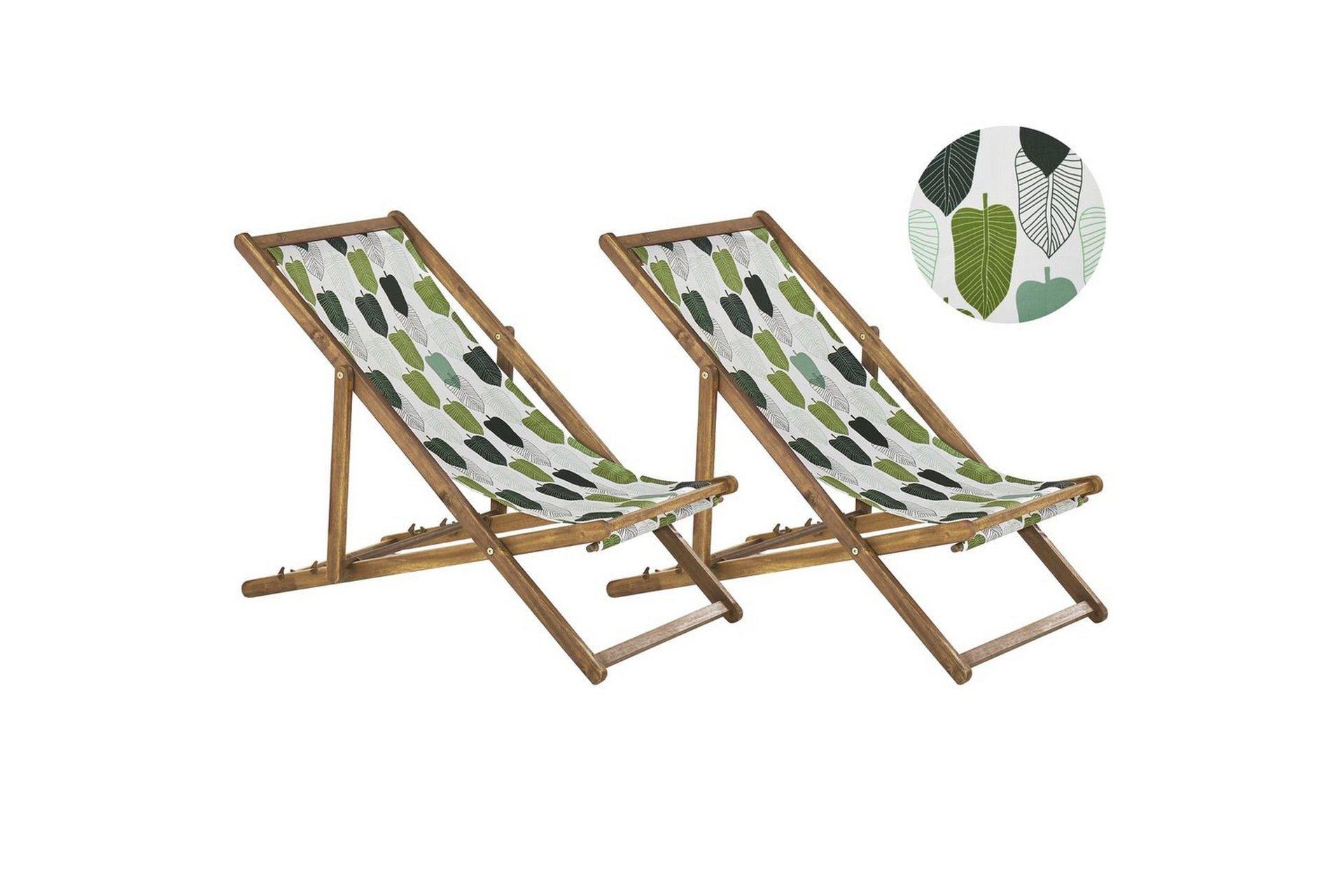 Solstol set om 2 Anzio - ljust tr&auml;/off-white/gr&ouml;n l&ouml;vm&ouml;nster