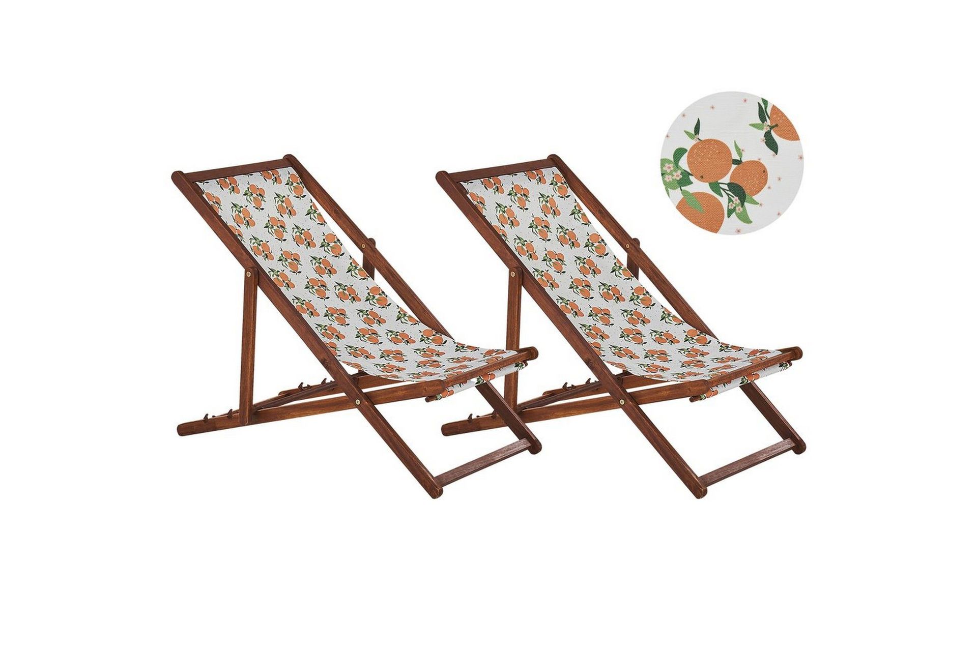 Solstol set om 2 Anzio - m&ouml;rkt tr&auml;/off-white/ apelsinm&ouml;nster