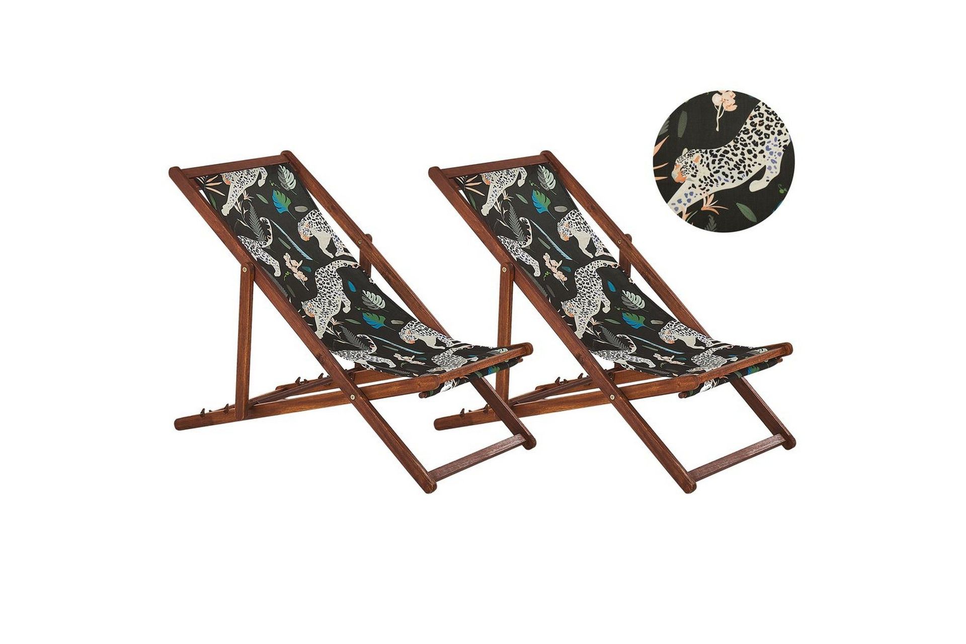 Solstol set om 2 Anzio - m&ouml;rkt tr&auml;/off-white djurm&ouml;nster