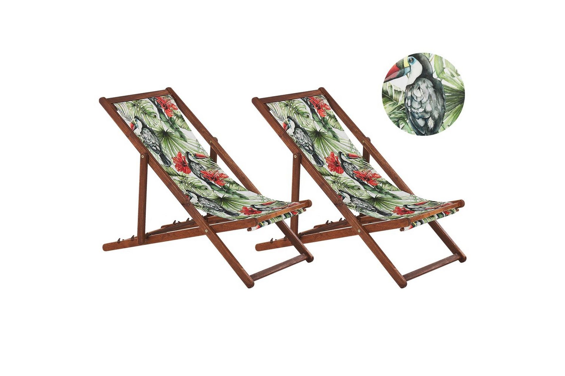 Solstol set om 2 Anzio - m&ouml;rkt tr&auml;/off-white tukanm&ouml;nster