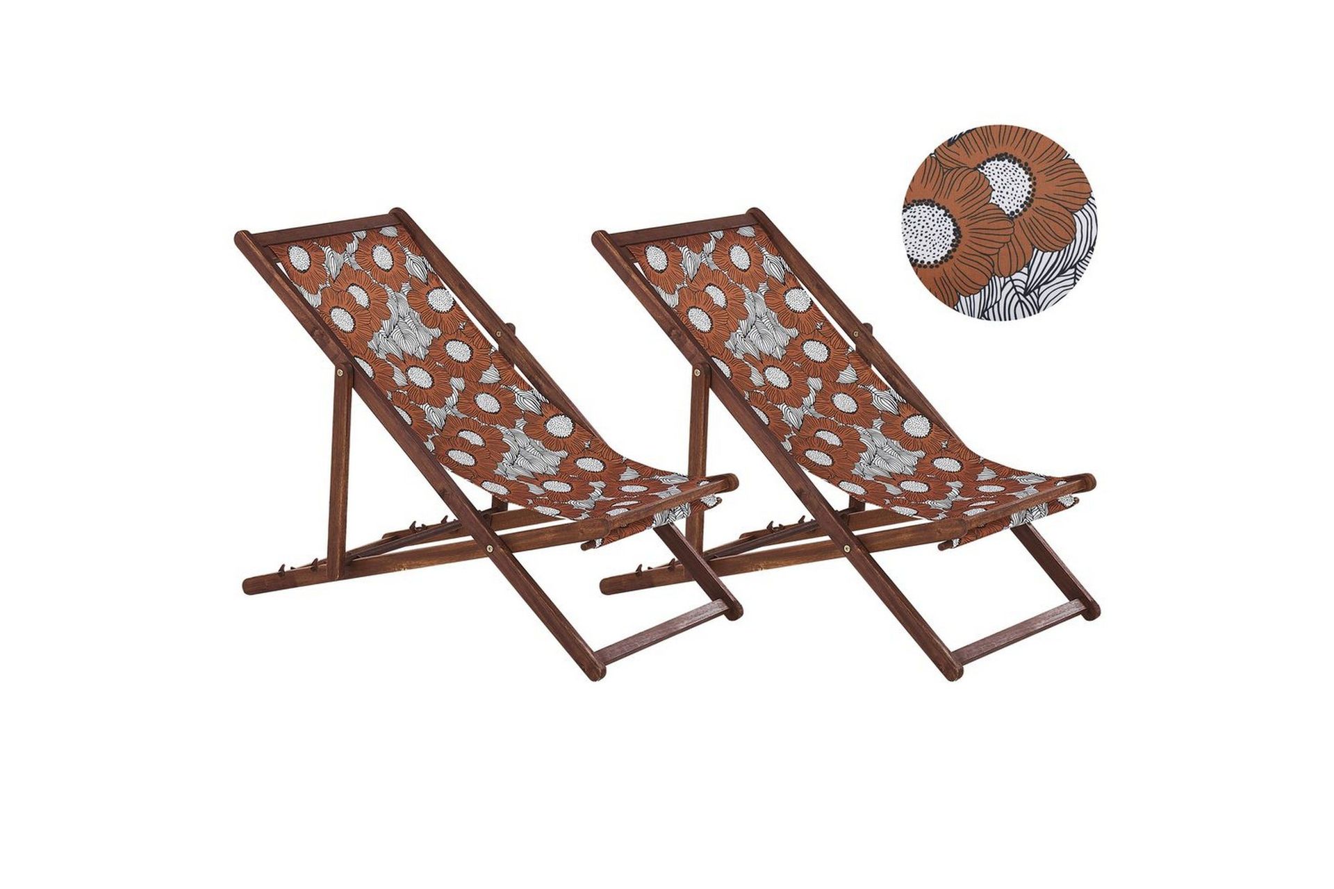 Solstol set om 2 Anzio - m&ouml;rkt tr&auml;/off-white vallmom&ouml;nster