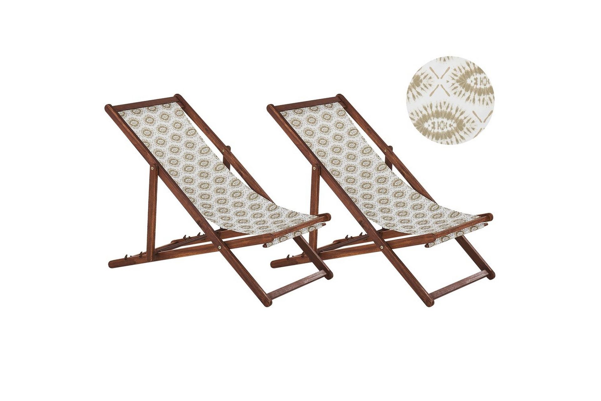 Solstol set om 2 Anzio - m&ouml;rkt tr&auml;/off-white/beige