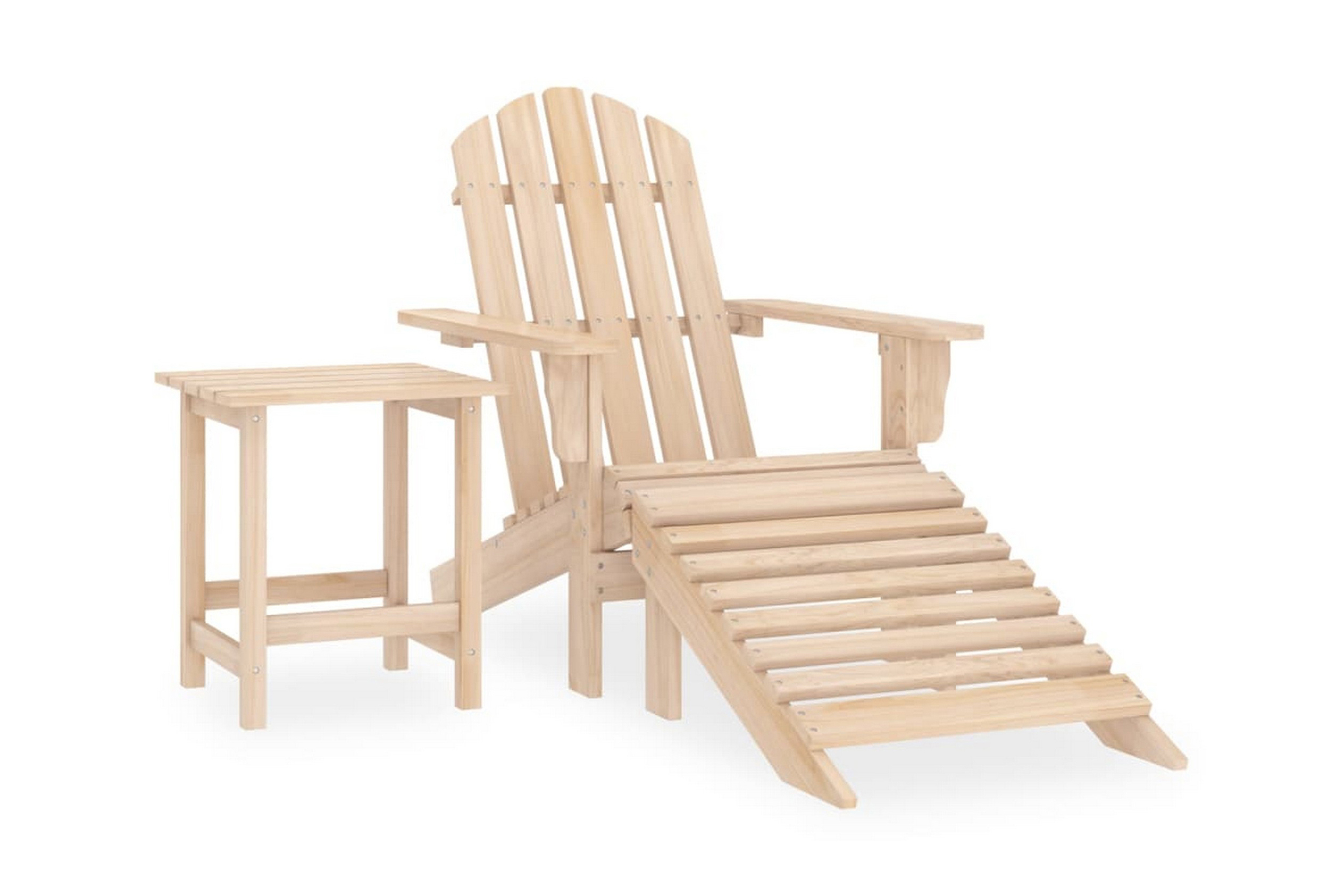 Adirondackstol med fotpall och bord massivt granträ - Beige 315932