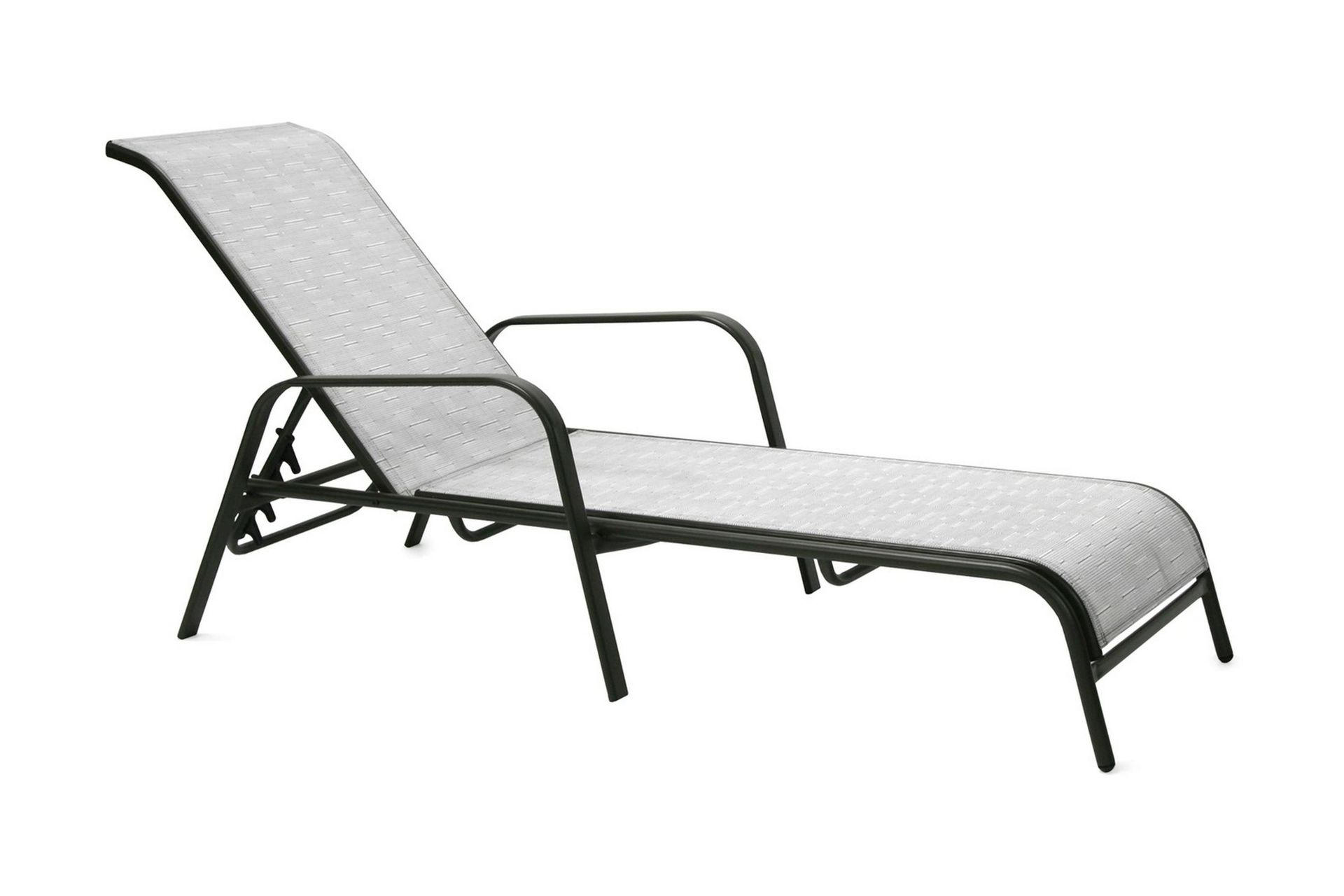 Solstol DUBLIN 161x665xH48/100cm st&aring;lram brun - Vit/svart