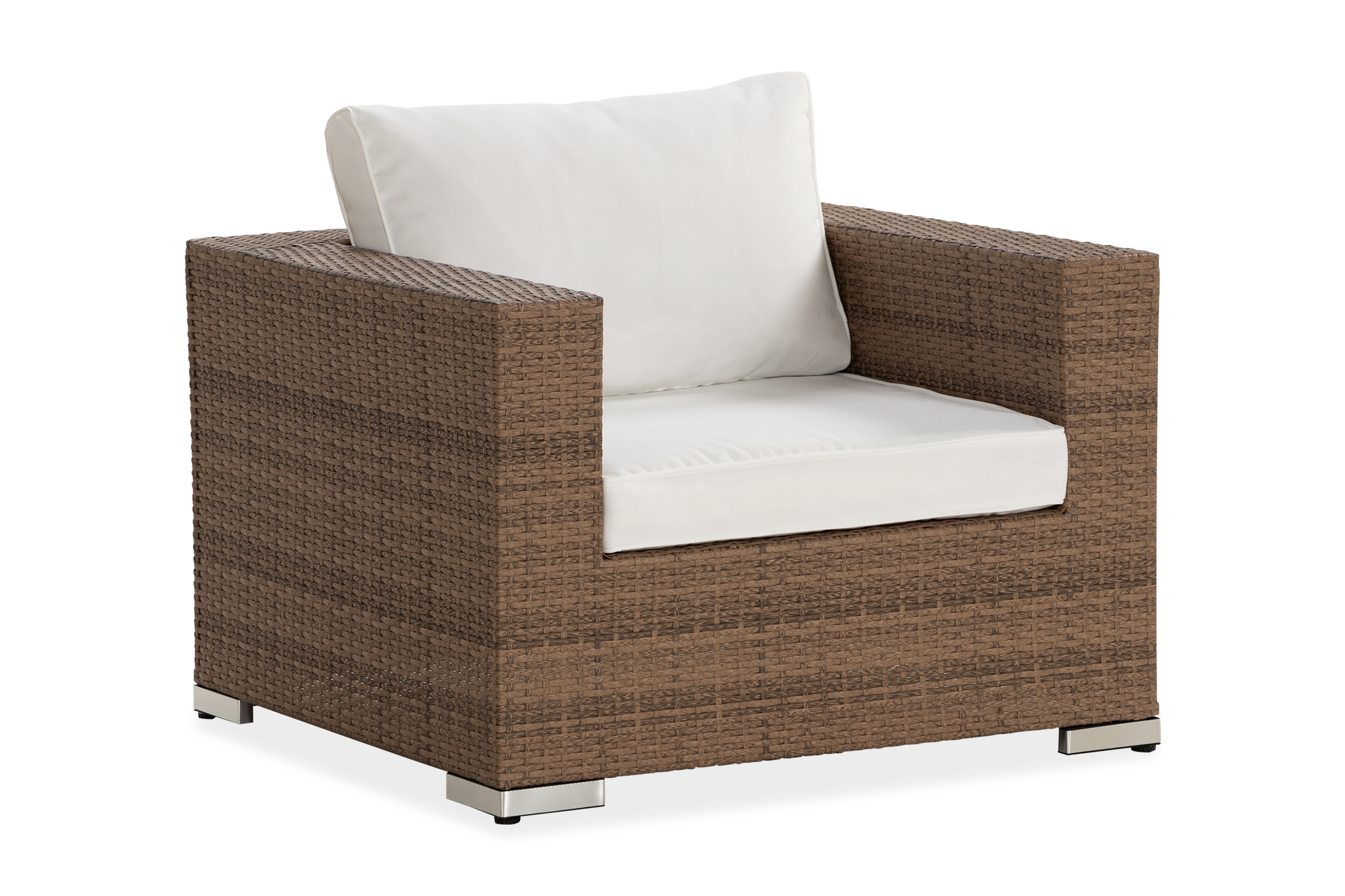 Bahamas Loungefåtölj utomhus i konstrotting för Uteplats och Trädgård Sand Beige Vita dynor