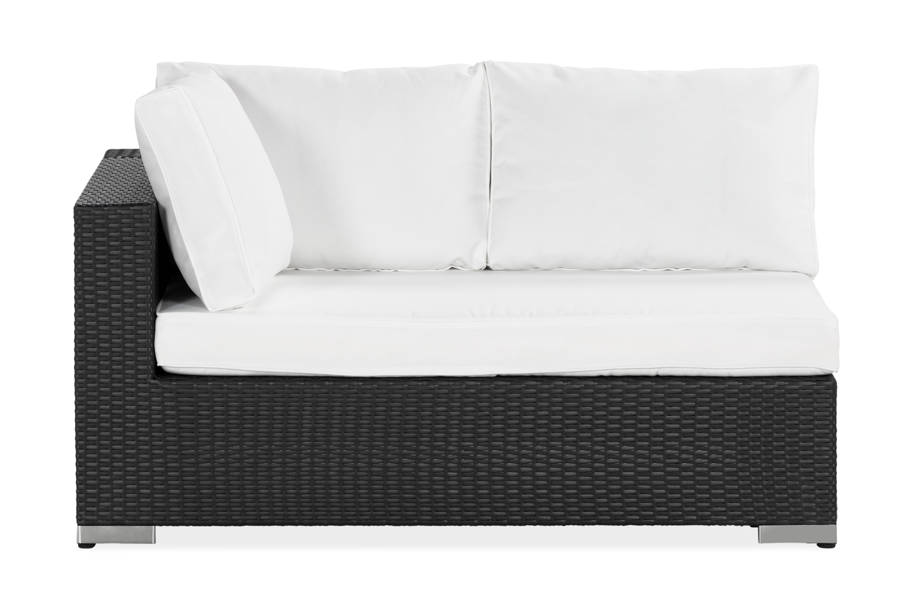 Bahamas Högermodul utomhus 140 cm i konstrotting Svart Vit dyna
