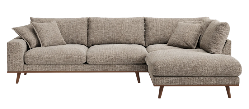 Copenhagen Premium 4-sits Högervänd L-formad Djup Schäslongsoffa i Chenille, Brun