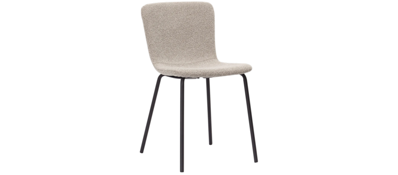 Katy Matstol, Greige Bouclé / Metallben Svart