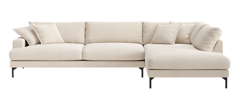 Menard Premium 5-sits Högervänd L-formad Djup Schäslongsoffa i Chenille, Ljusbeige