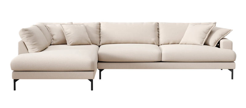 Menard Premium 5-sits Vänstervänd L-formad Djup Schäslongsoffa i Bouclé, Ljusbeige