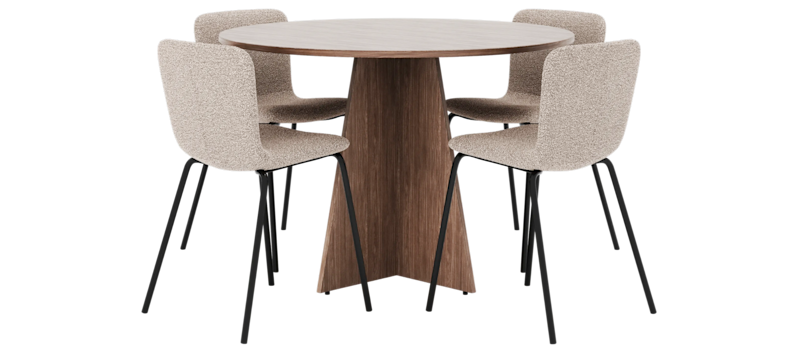 Bootcut Runt Litet Matbord Valnöt 110 cm med 4 Katy Matstolar, undefined