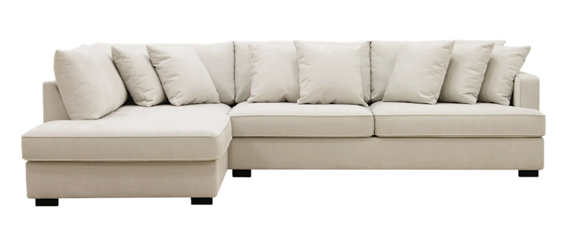 Rossita 4-sits Vänstervänd L-formad Djup Schäslongsoffa i Tyg, Beige