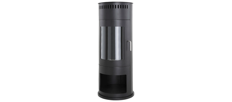 Corbo Fristående Rund Etanolkamin 112x45x45 cm i Glas och rostfritt stål, Svart