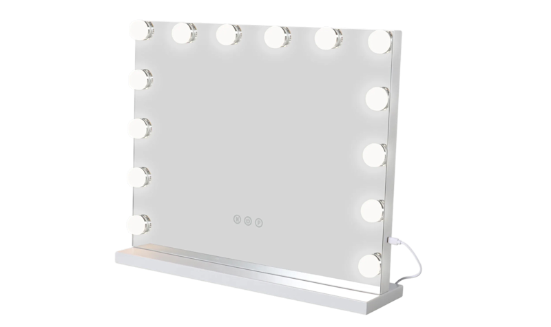 Glow Sminkspegel på fot 50 cm med LED Belysning/Lampor Hollywood spegel, Vit